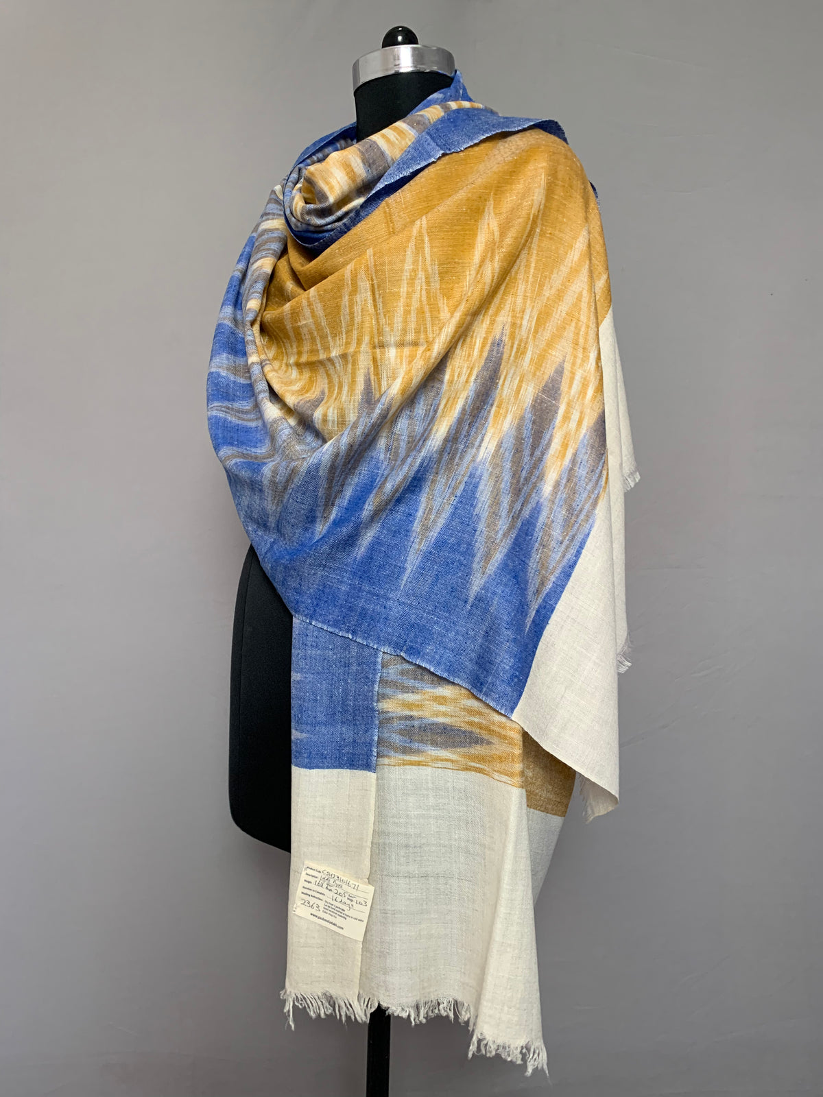 Lewis Chevron Ikat Dyed Cashmere Shawl