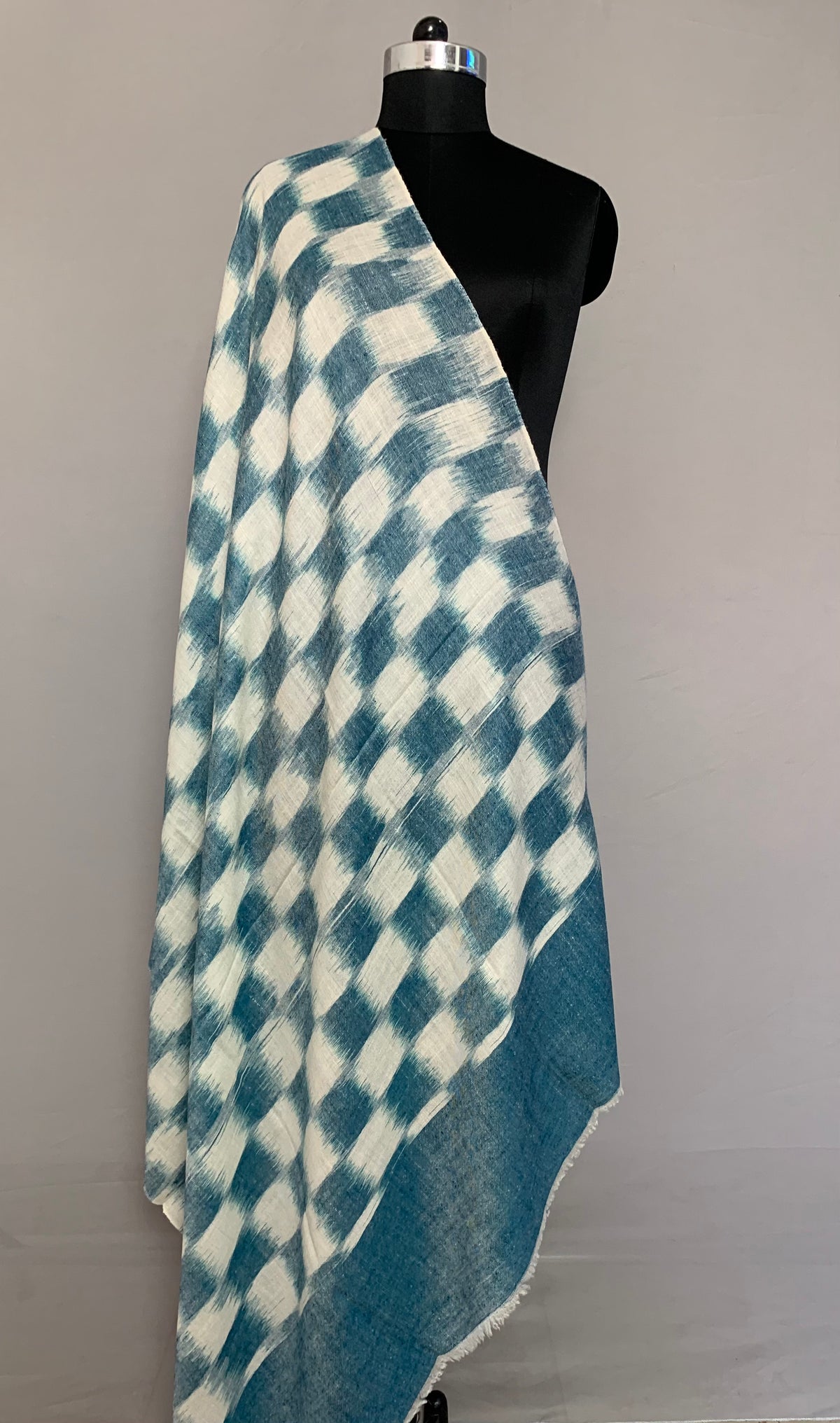 Michelle Buffalo Check Ikat Dyed Cashmere Shawl