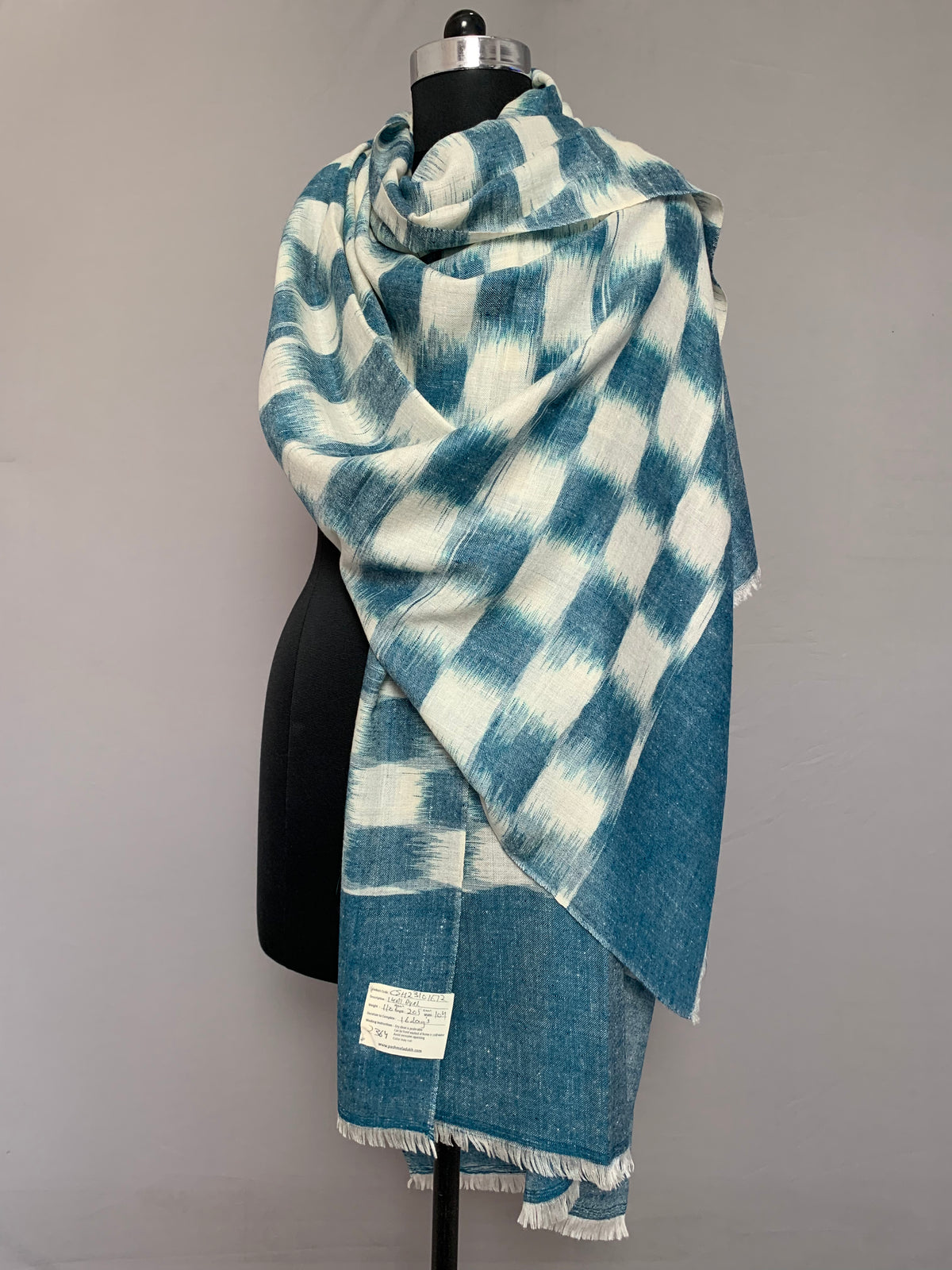 Michelle Buffalo Check Ikat Dyed Cashmere Shawl