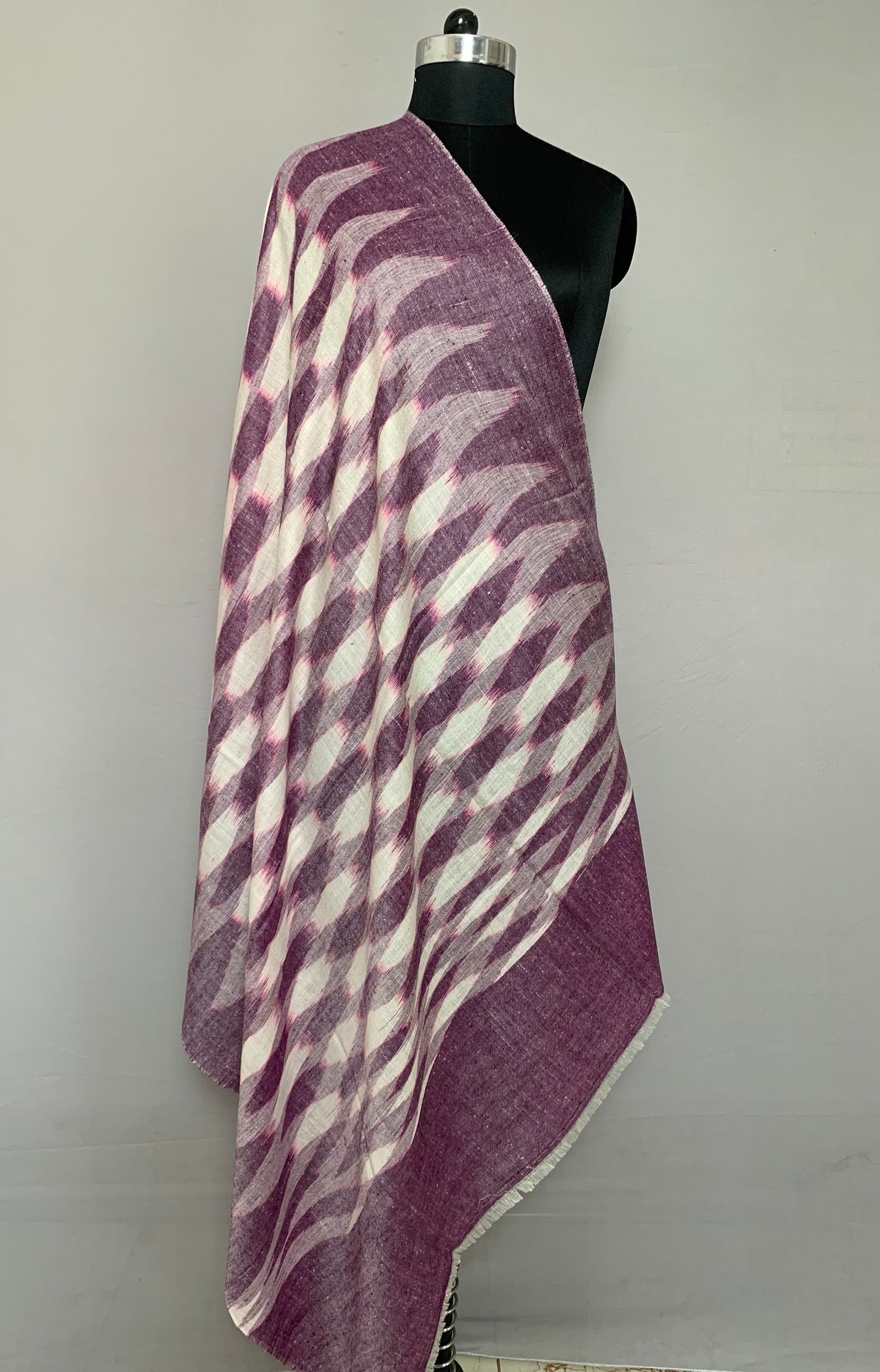 Sweet Voilet Ikat Dyed Cashmere Shawl