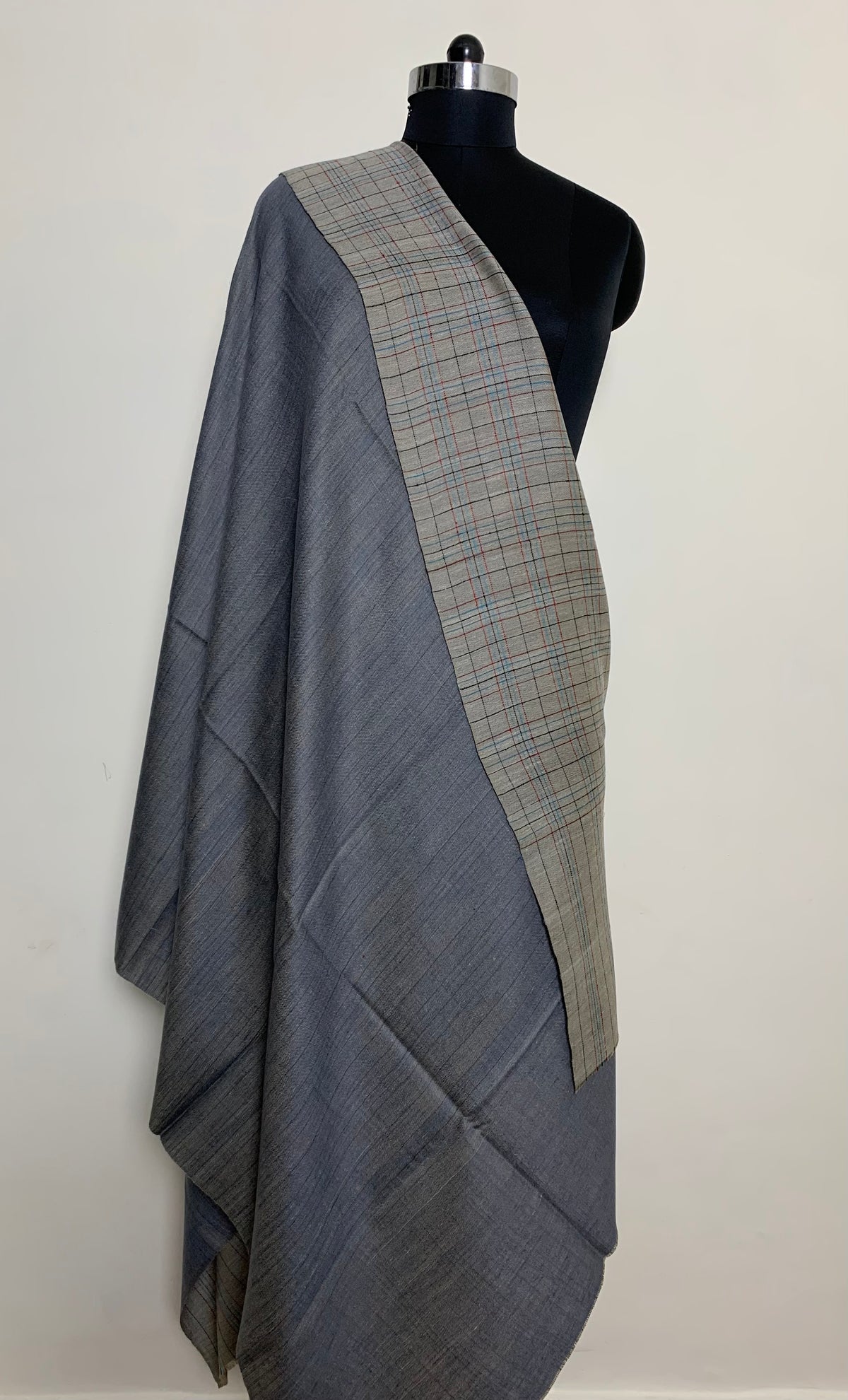 Rafa Pigeon Blue And Grey Reversible Cashmere Shawl