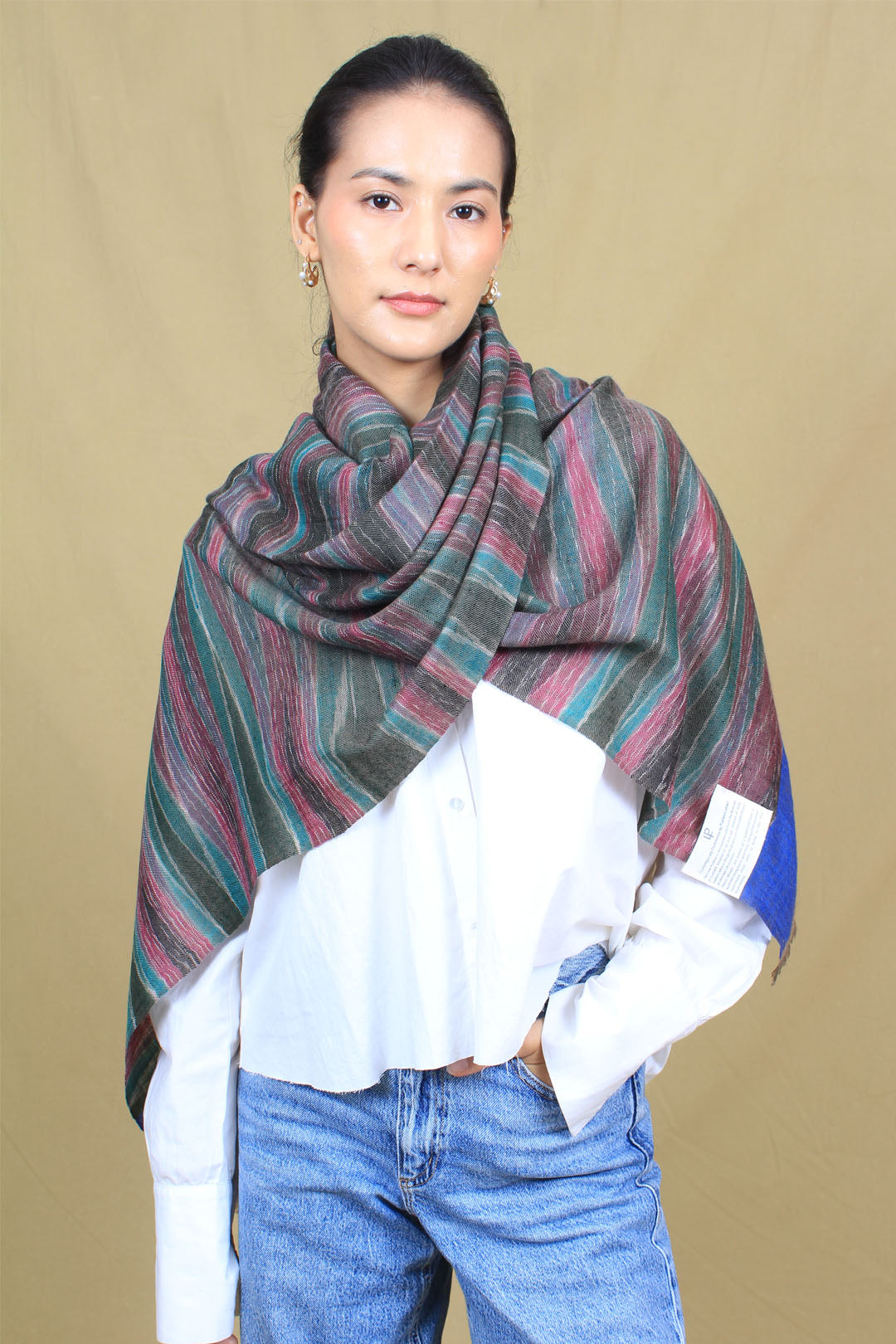 Dhara Multi Coloured Ikat Dyed Cashmere Stole