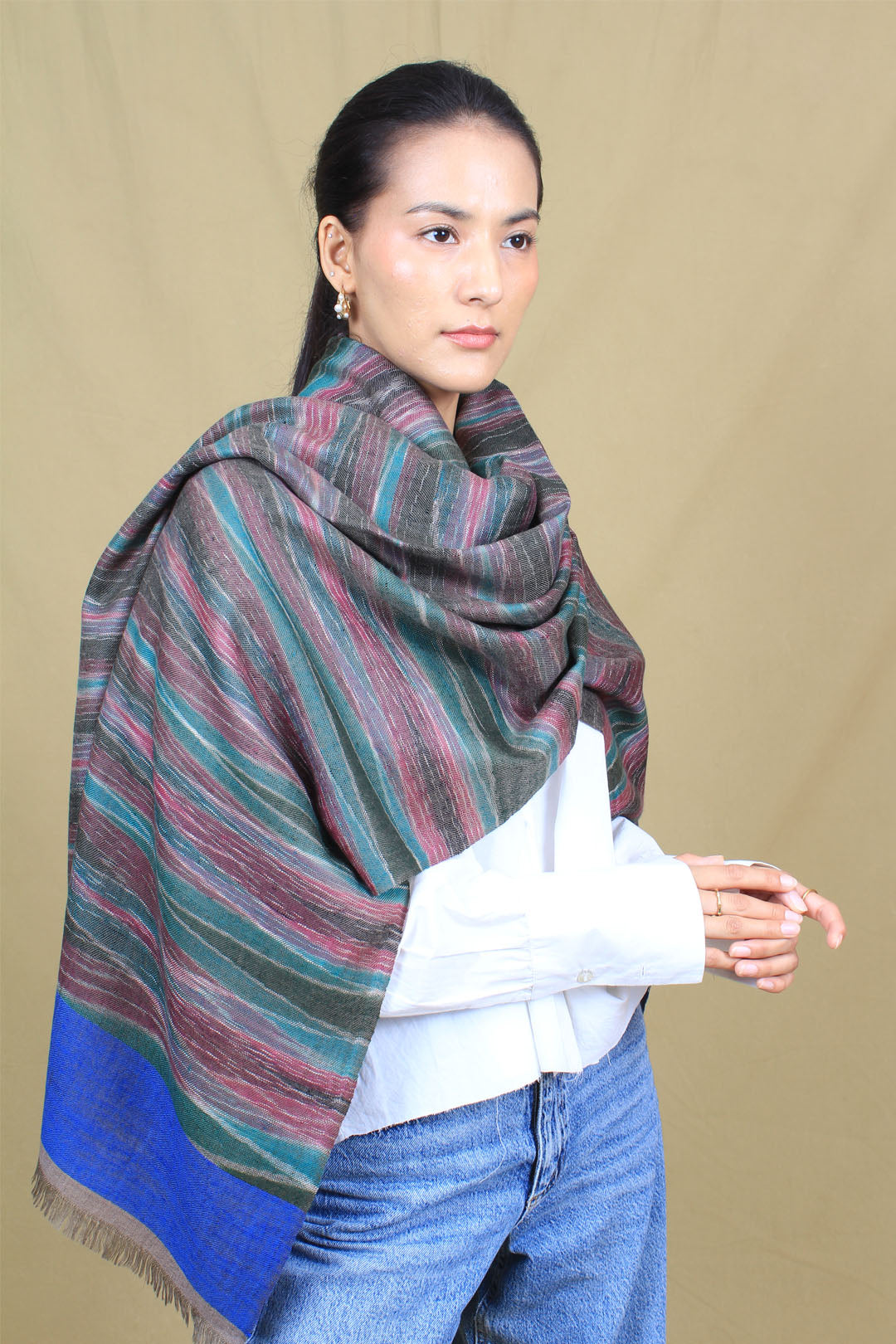 Dhara Multi Coloured Ikat Dyed Cashmere Stole