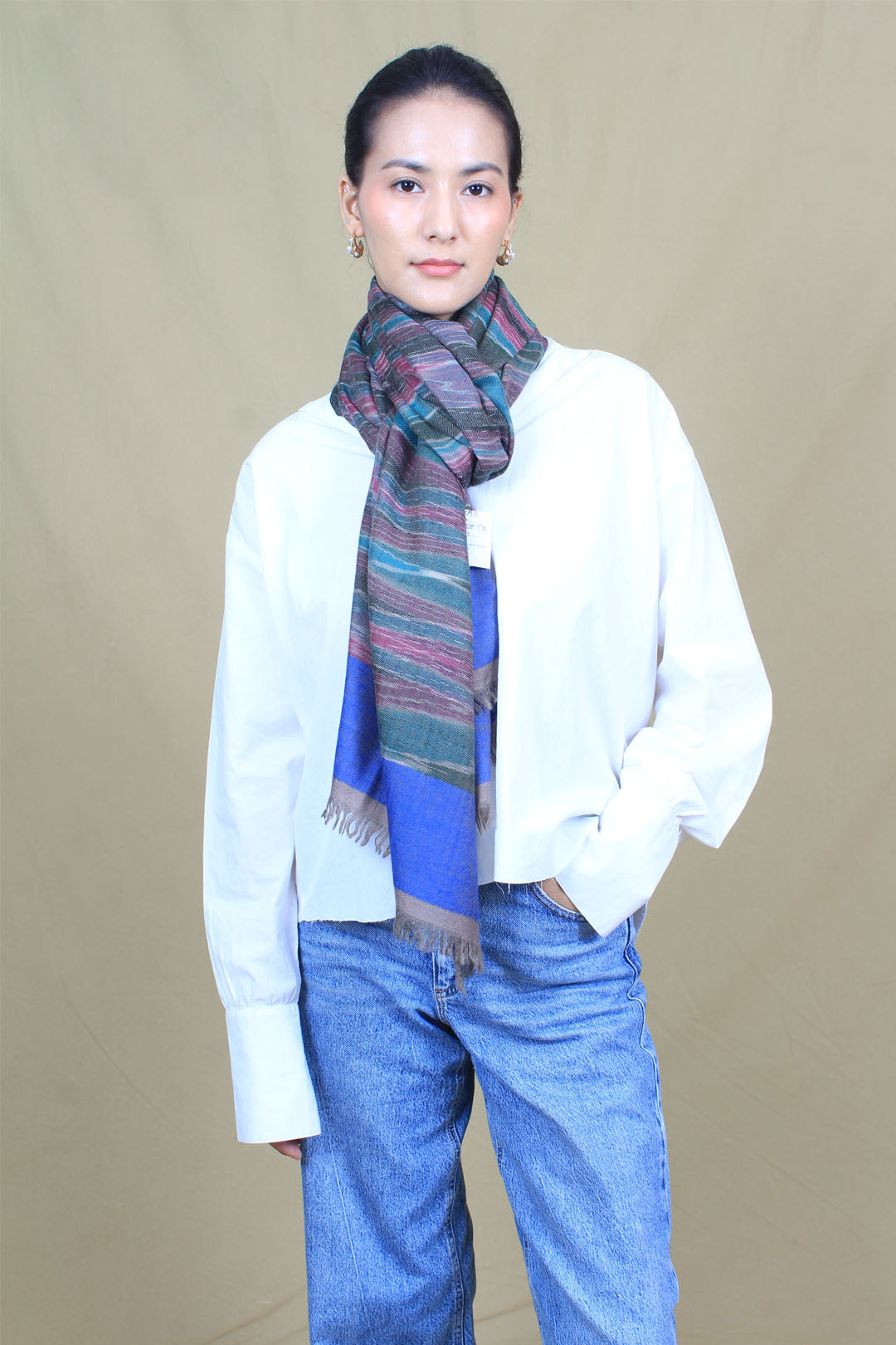 Dhara Multi Coloured Ikat Dyed Cashmere Stole