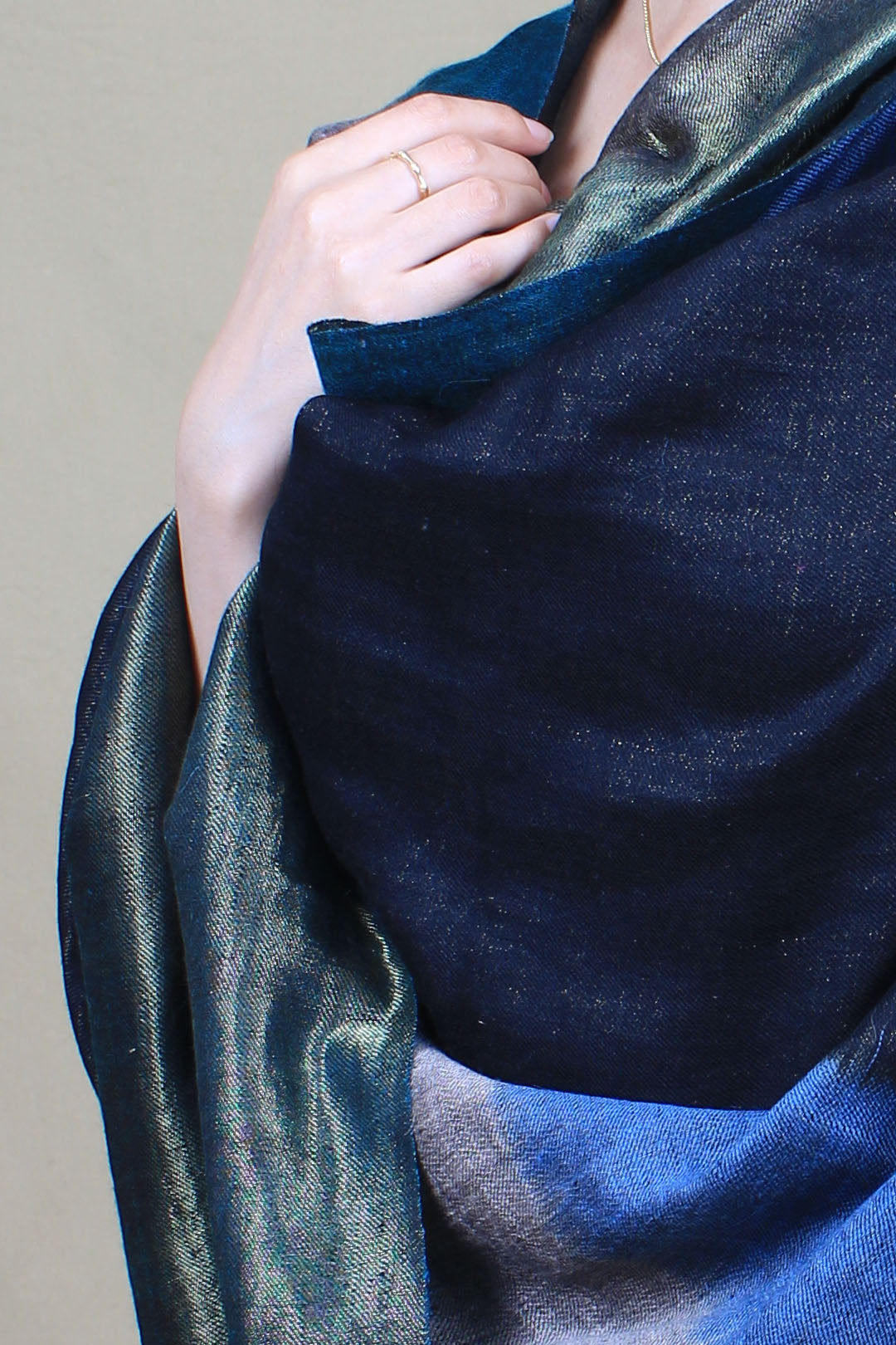 Umaymah Metallic Multi Colour Ikat Dyed Cashmere Shawl