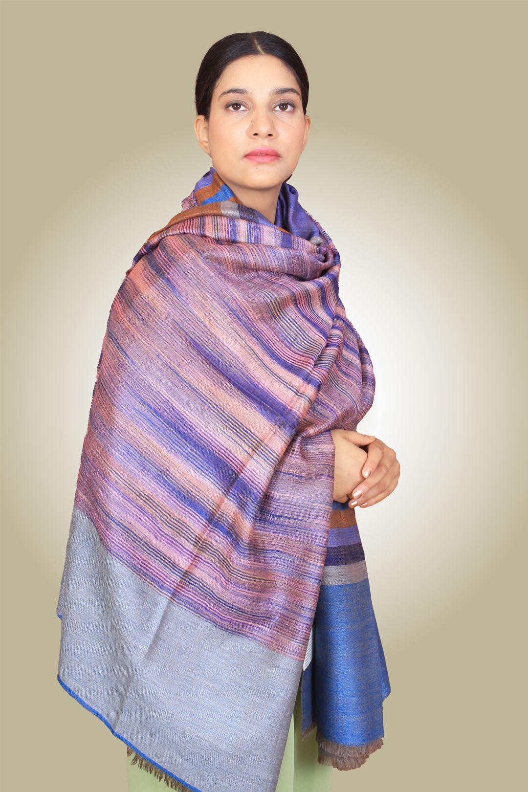 Pascal Multi Coloured Strips & Reversible Cashmere Shawl