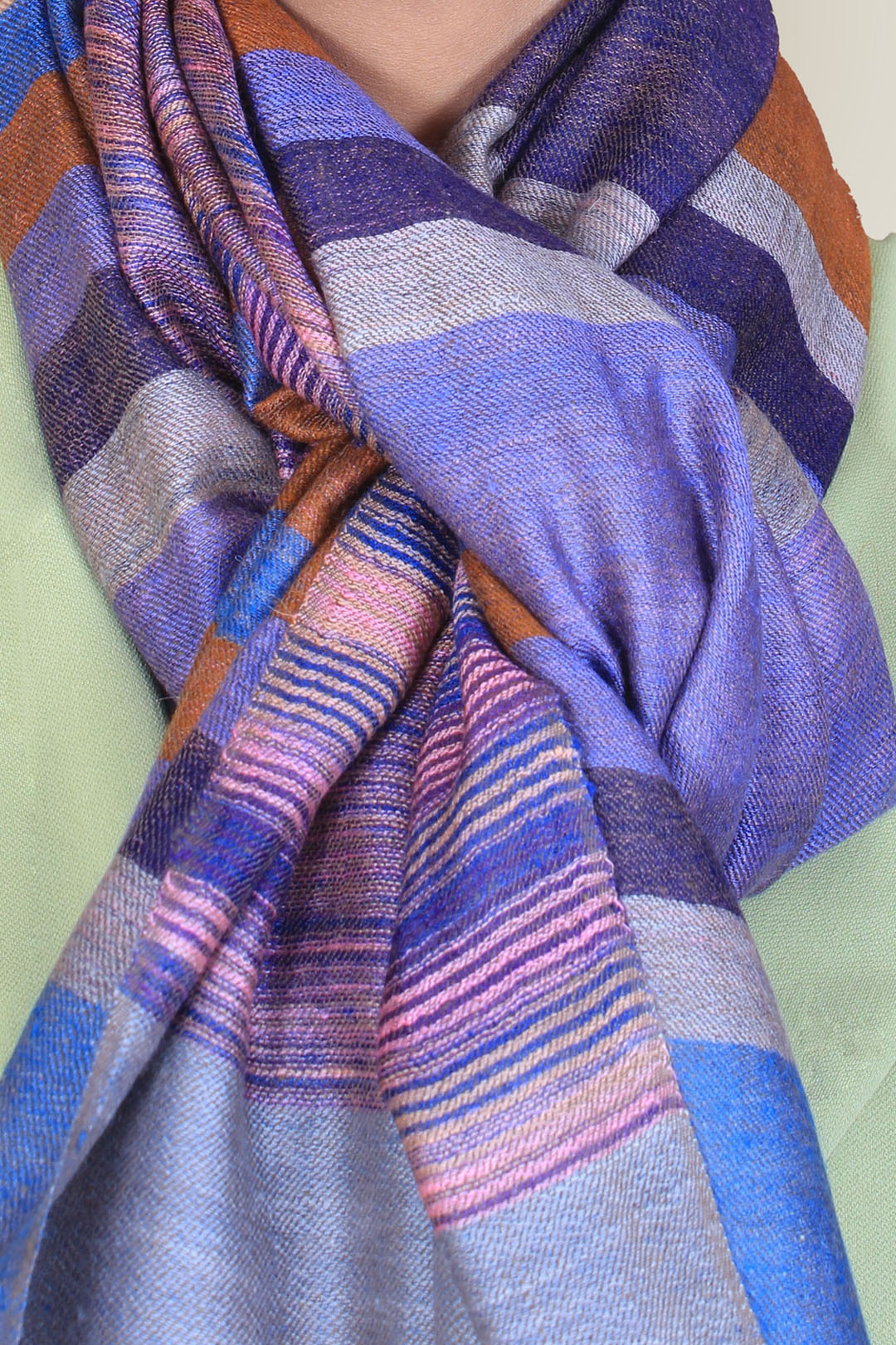 Pascal Multi Coloured Strips & Reversible Cashmere Shawl