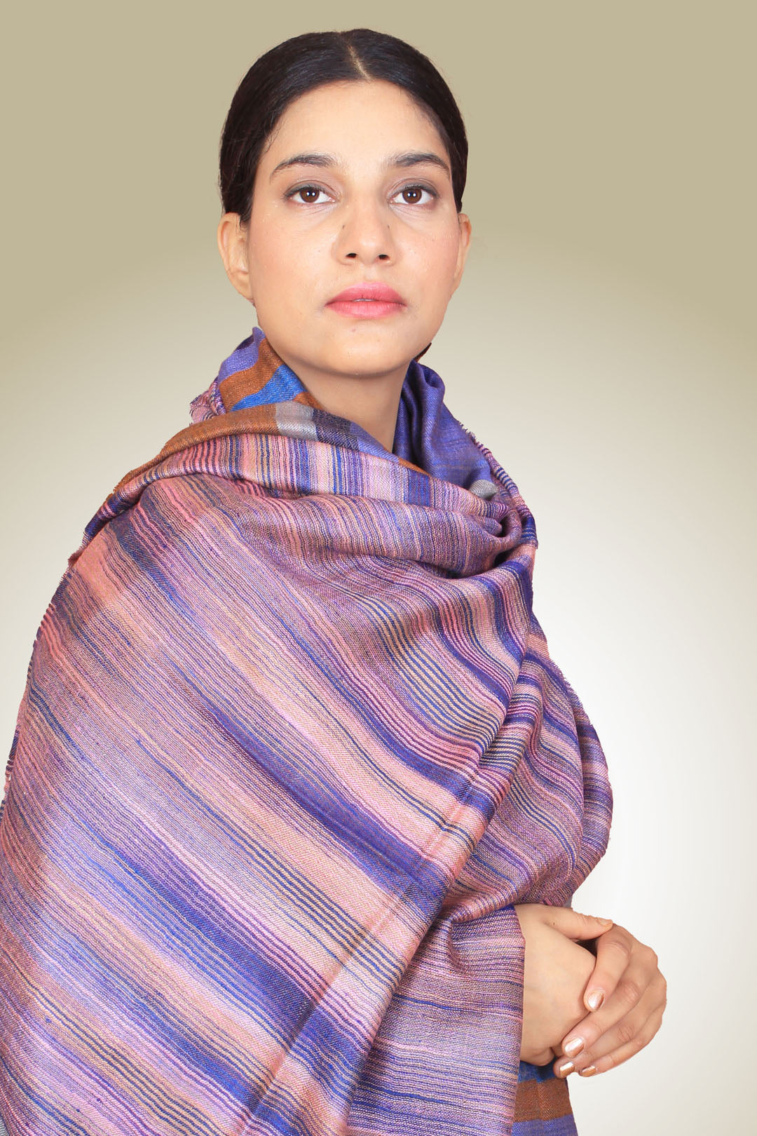 Pascal Multi Coloured Strips & Reversible Cashmere Shawl