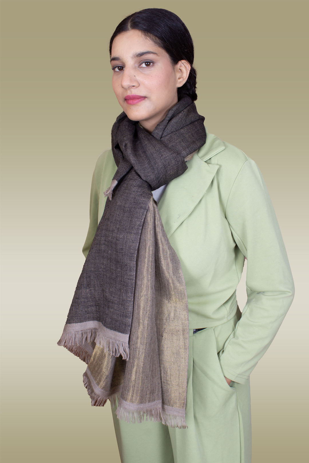 Pantone Metallic Reversible Zari Cashmere shawl