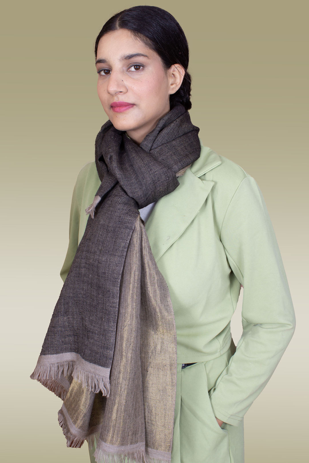 Pantone Metallic Reversible Zari Cashmere shawl