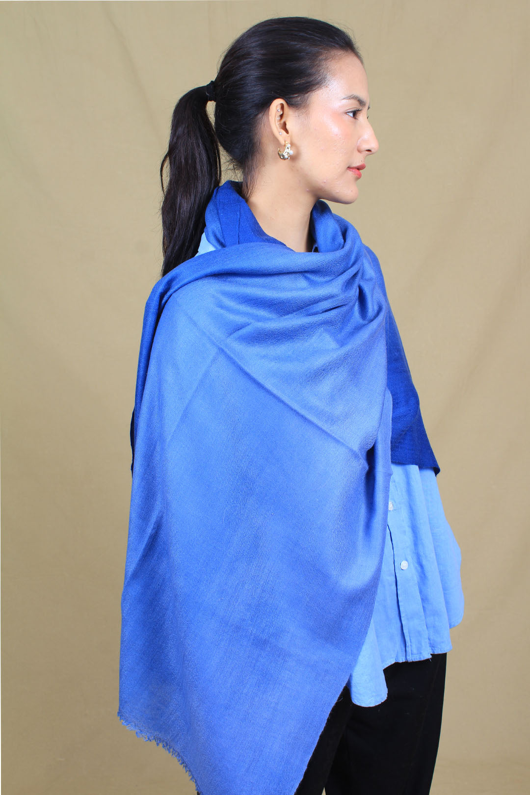 Pearson Yale Blue Dyed Cashmere Stole