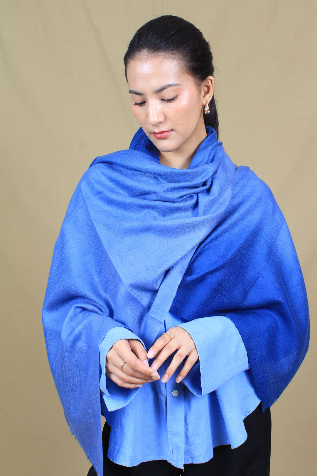 Pearson Yale Blue Dyed Cashmere Stole