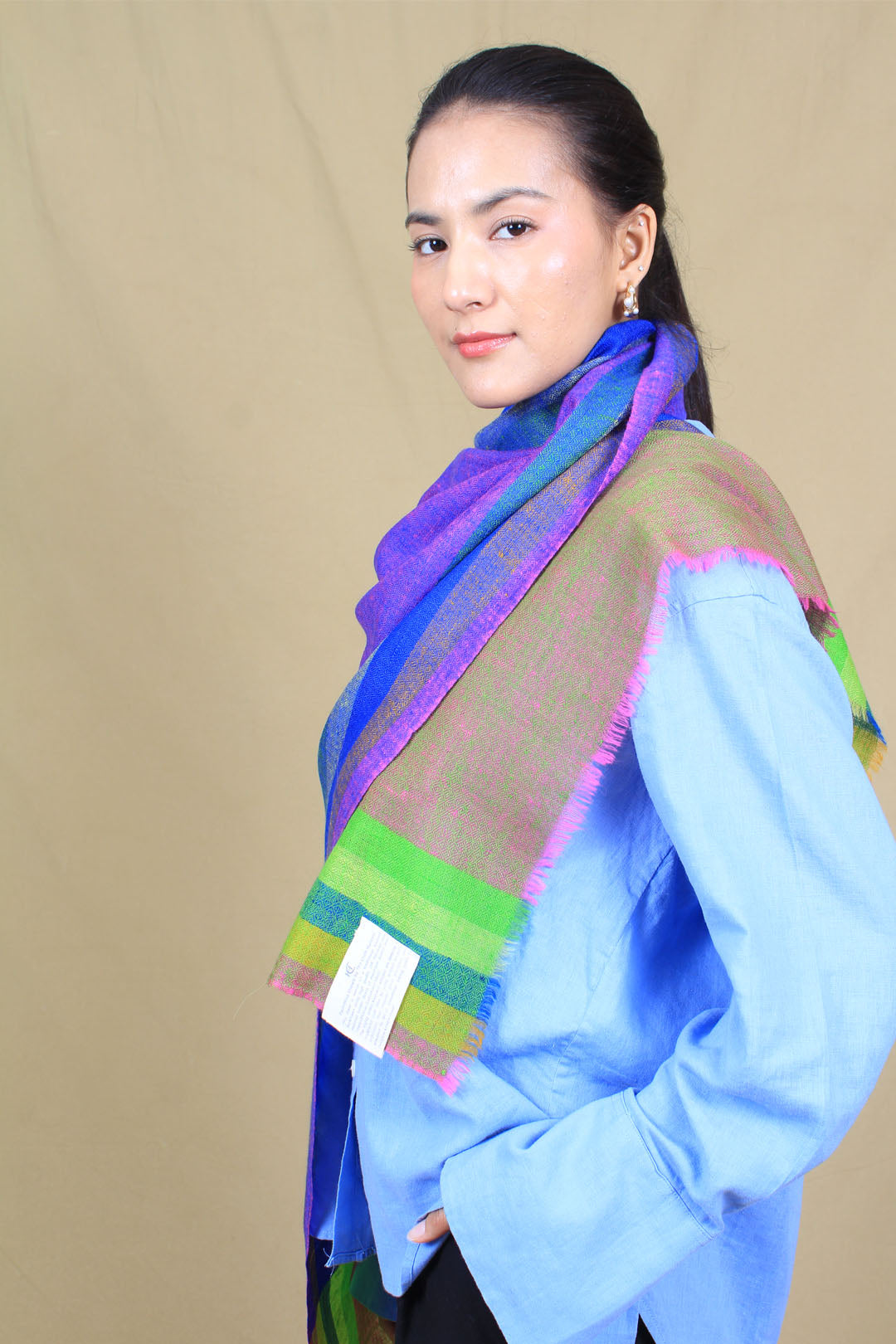 Talha Side Strips Double Weave Cashmere Stole