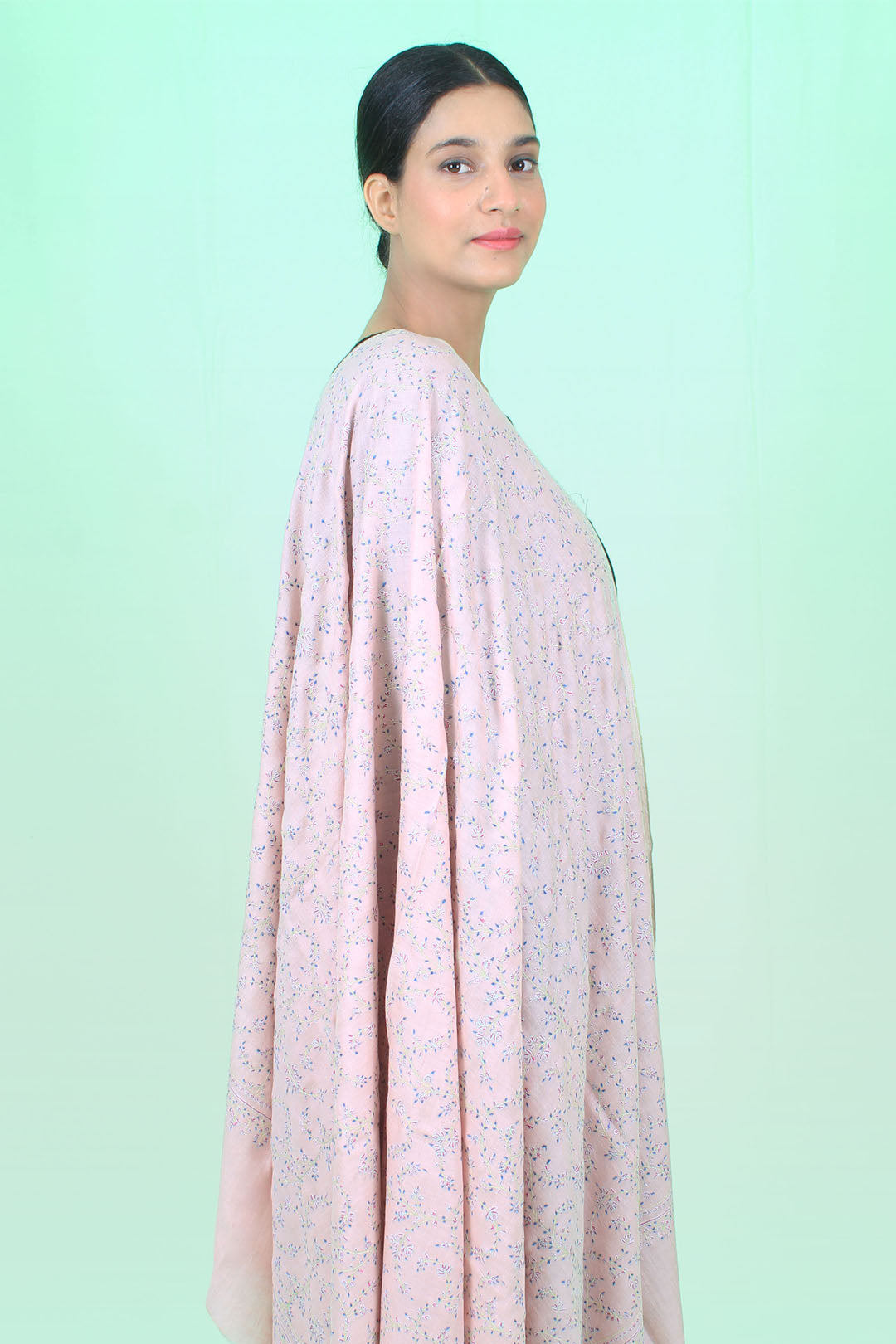 SheharBano Nude Pink Sozni Jaali Embroidered Pashmina Shawl